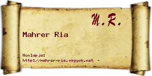 Mahrer Ria névjegykártya